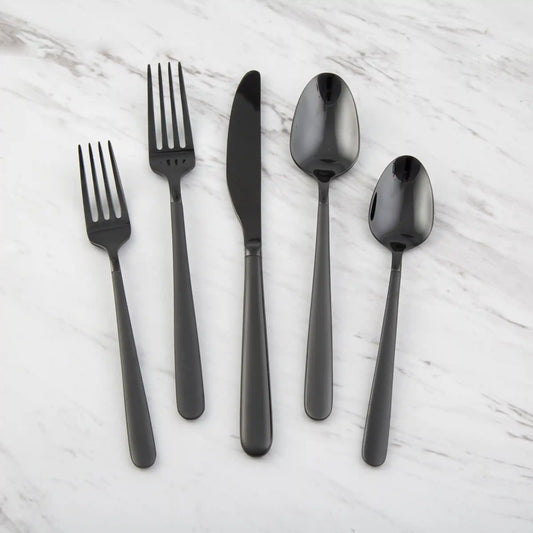 Quinn Black Sand Mirror 20-Piece Flatware Set