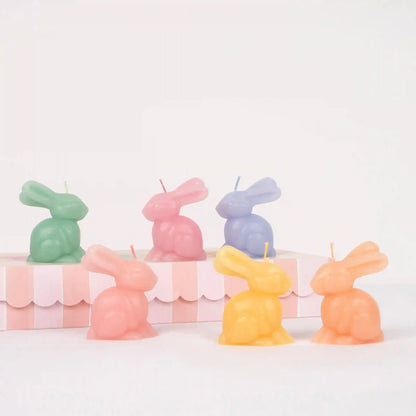 Mini Rainbow Bunny Candles, Set of 6