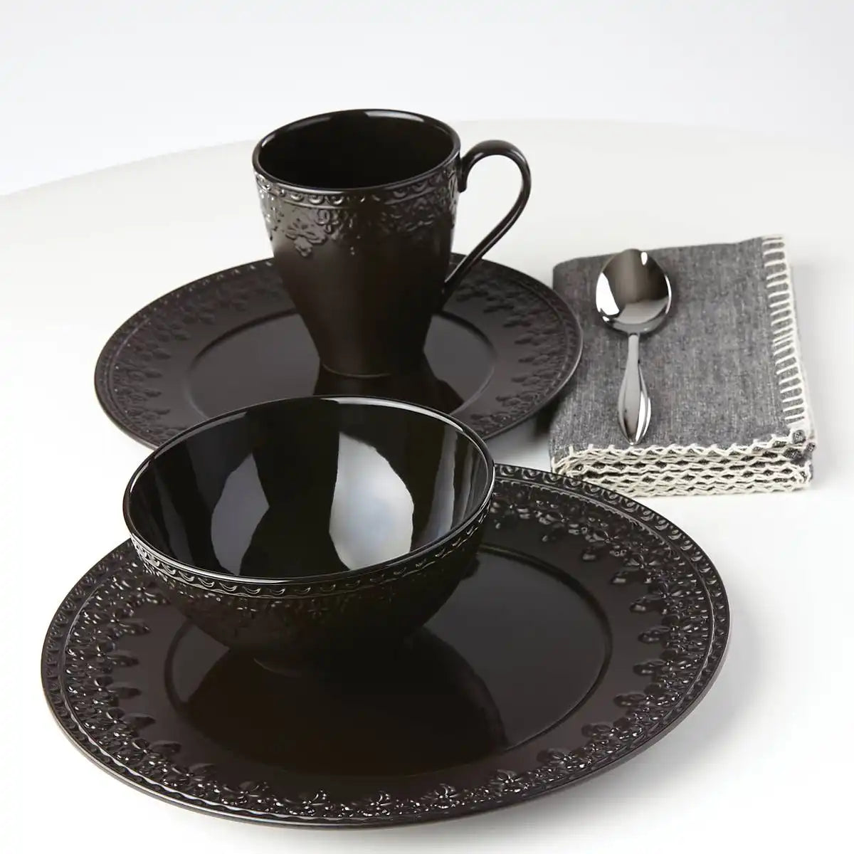 Chelse Muse Fleur Black All-Purpose Bowls, Set of 4
