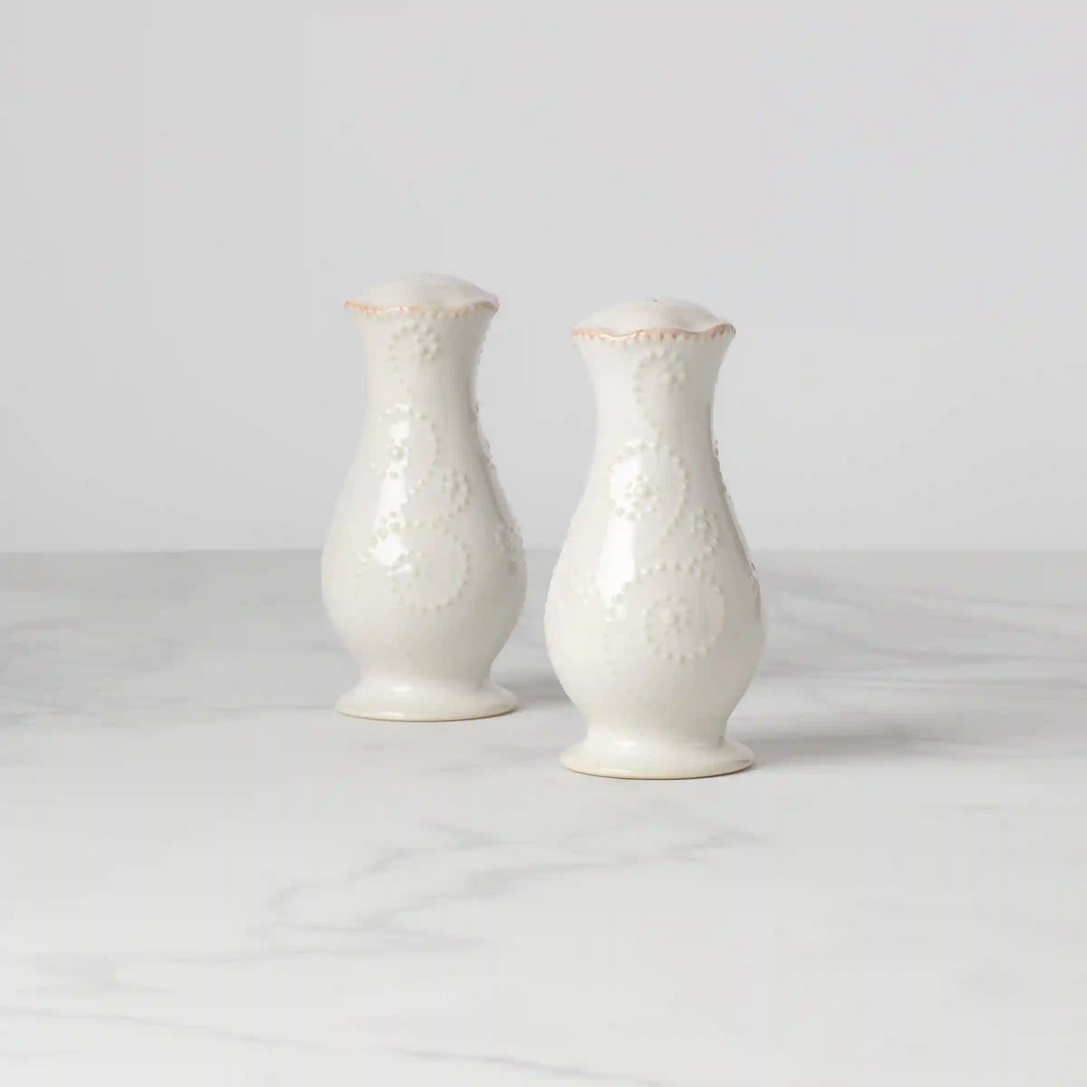 French Perle White Salt & Pepper Shaker Set