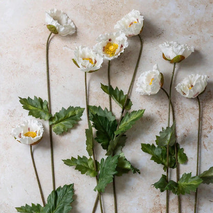 Artificial White Poppy Stem