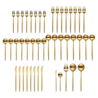 Zephyr Gold Satin 45-Piece Flatware Set