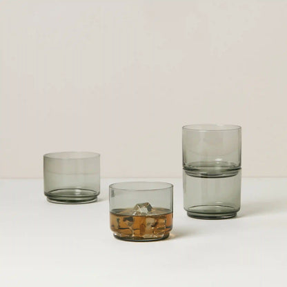 Tuscany Classics Stackable Smoke Short Glasses,  Set of 4