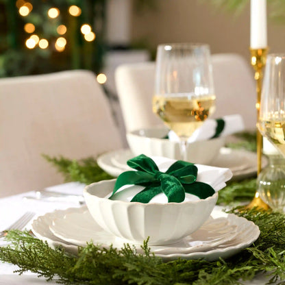French Perle Scallop White 12-Piece Dinnerware Set