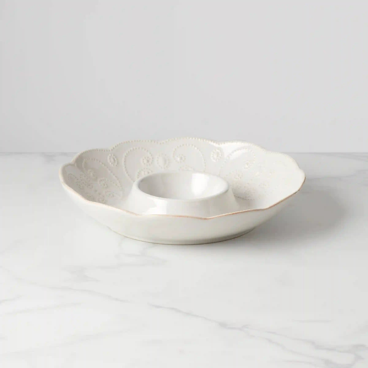 French Perle White Chip & Dip Tray
