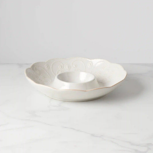 French Perle White Chip & Dip Tray