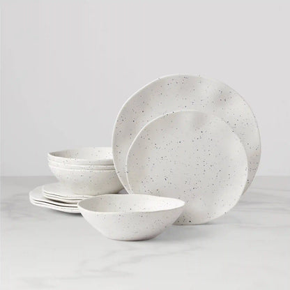 Terrazzo Melamine Cream 12-Piece Dinnerware Set