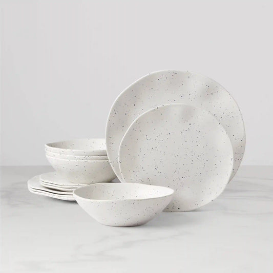 Terrazzo Melamine Cream 12-Piece Dinnerware Set
