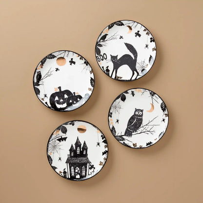 Haunted Halloween Accent Plates, Set of 4