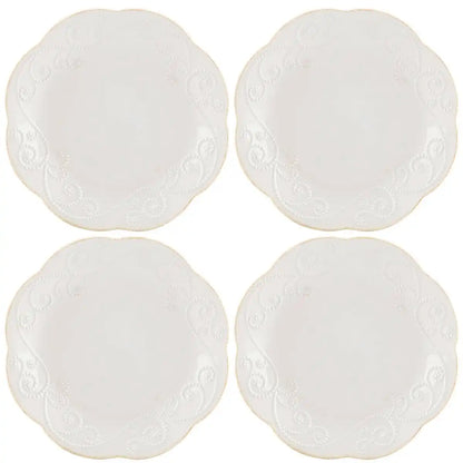 French Perle White 4-Piece Dessert Set