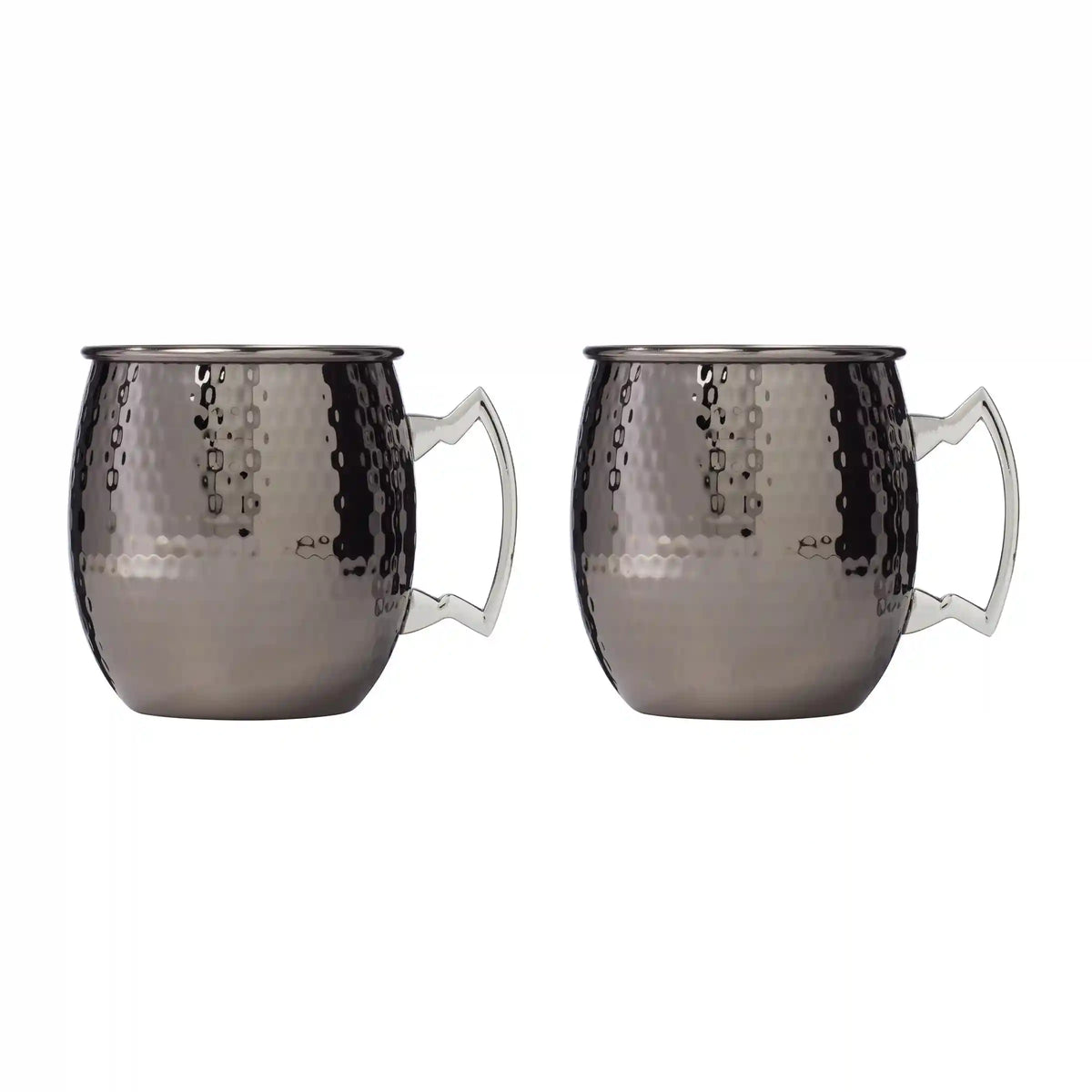 Hammered Black Moscow Mule Mugs, Set of 2