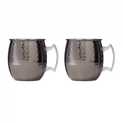 Hammered Black Moscow Mule Mugs, Set of 2