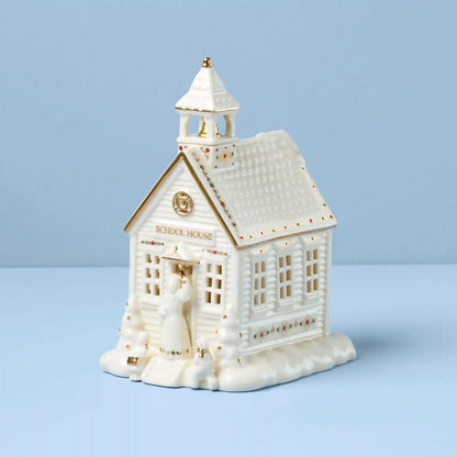 Mistletoe Park School House Lit Figurine