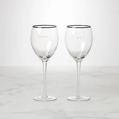 Cheers To Us Sweet & Dry Wine Glasses, Set of 2