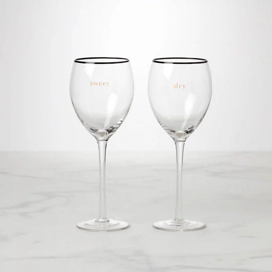 Cheers To Us Sweet & Dry Wine Glasses, Set of 2