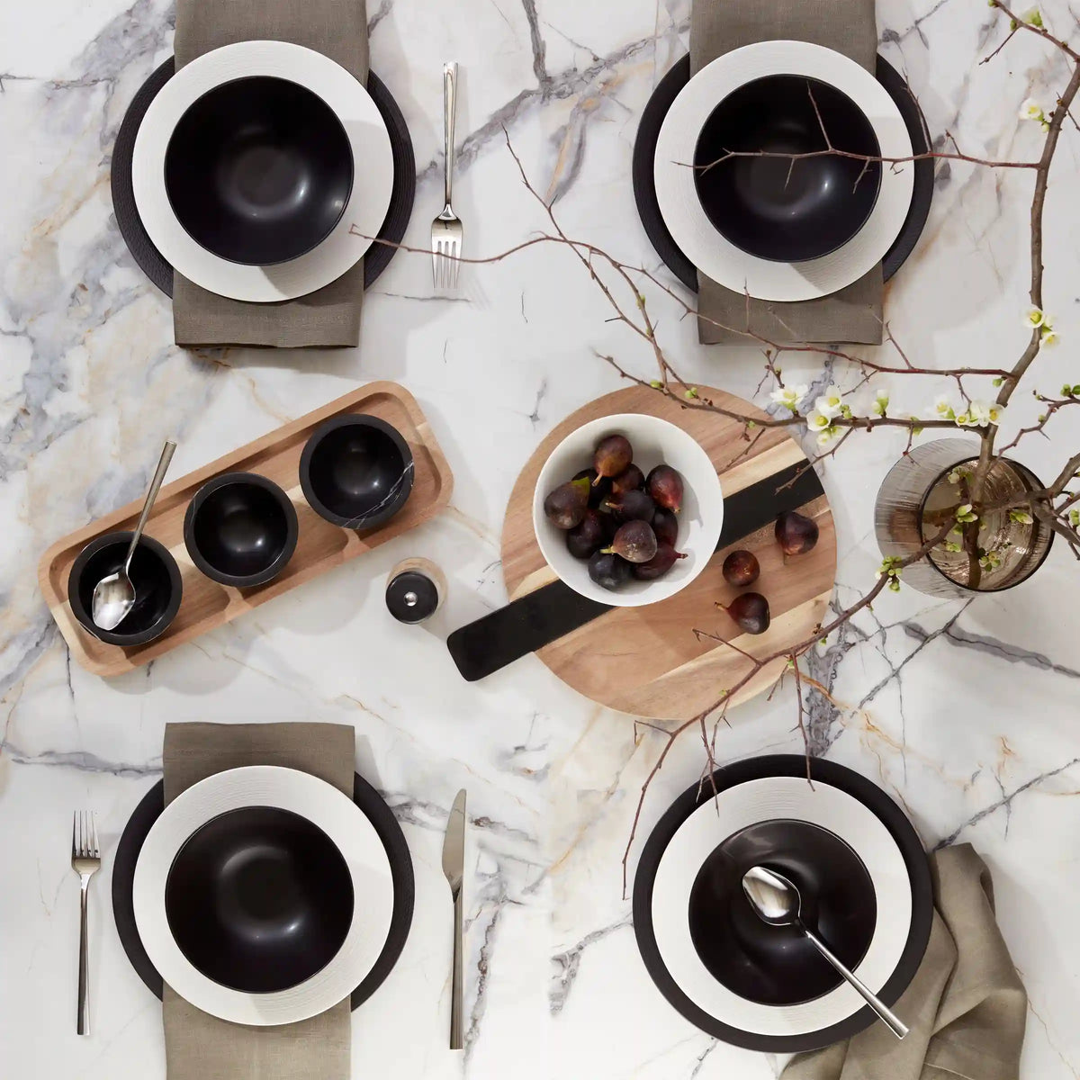 LX Collective White 12-Piece Dinnerware Set