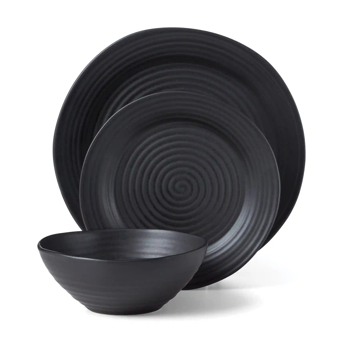 Ridge Black 12-Piece Dinnerware Set