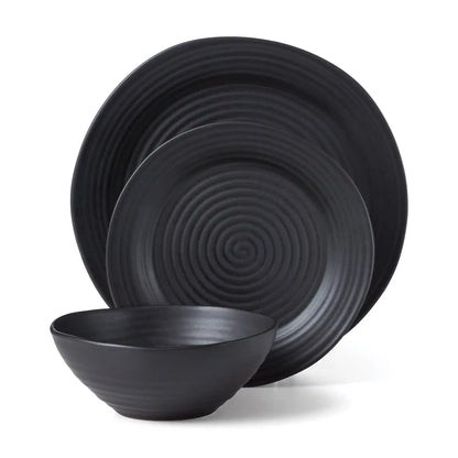 Ridge Black 12-Piece Dinnerware Set