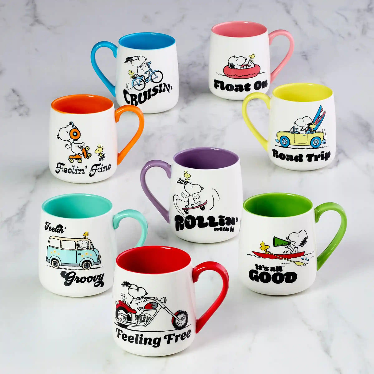 Peanuts Mugs Road Trip-Float On, Set of 2