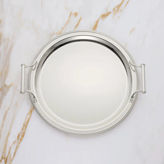 Round Silverplate Tray With Handles