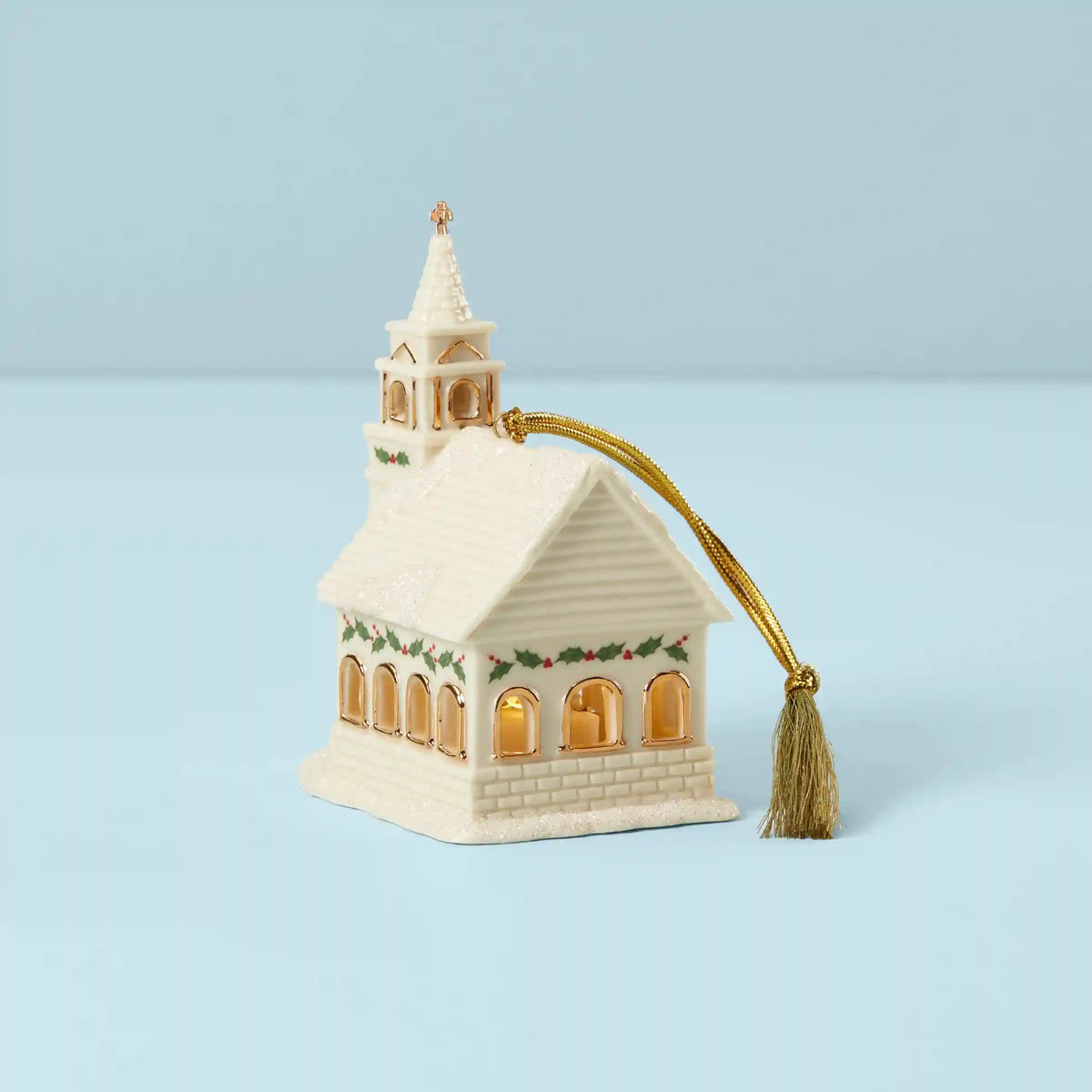 Christmas Village Church Lit Ornament