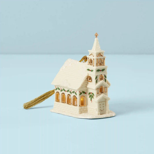 Christmas Village Church Lit Ornament