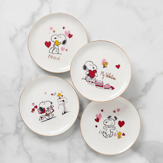 Snoopy Valentine's Day Accent Plates, Set of 4