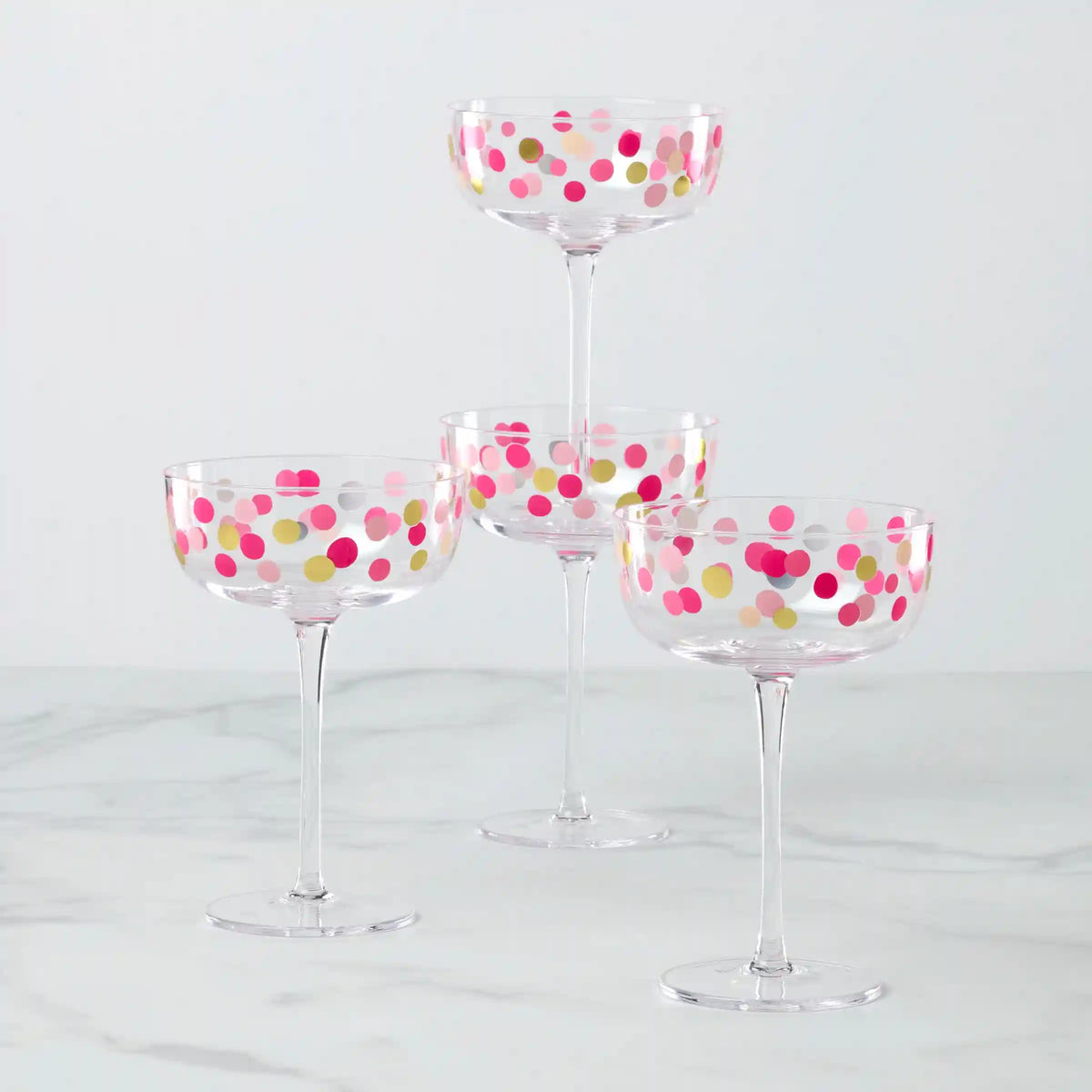It's Raining Confetti Coupe Glasses, Set of 4