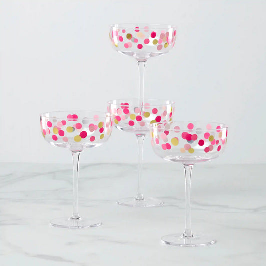 It's Raining Confetti Coupe Glasses, Set of 4