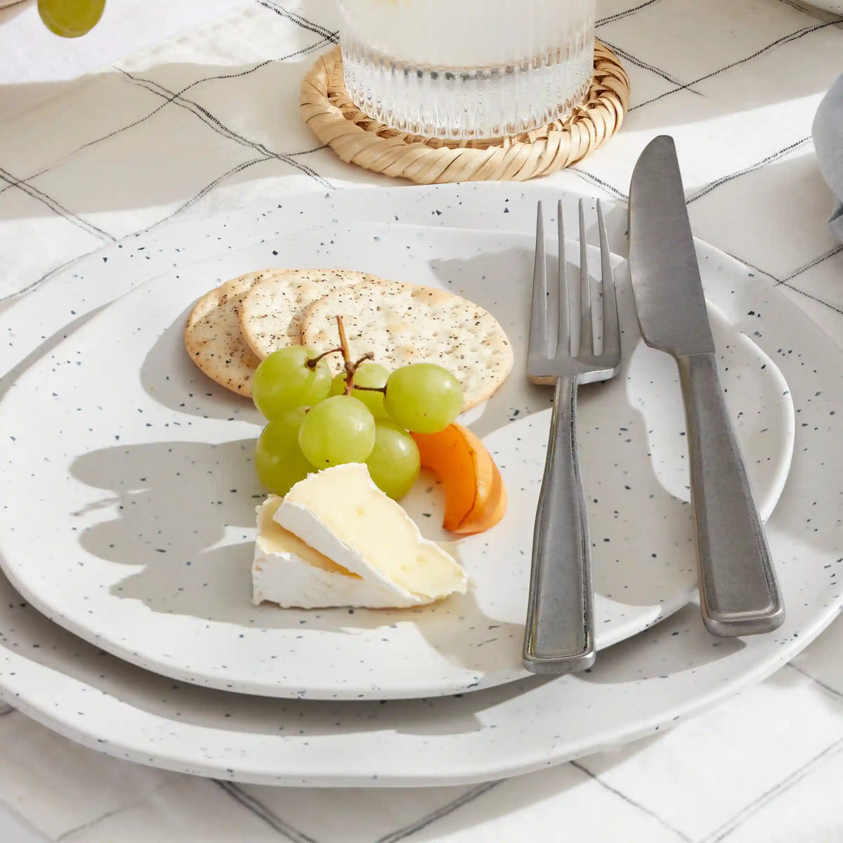 Terrazzo Melamine Cream 12-Piece Dinnerware Set