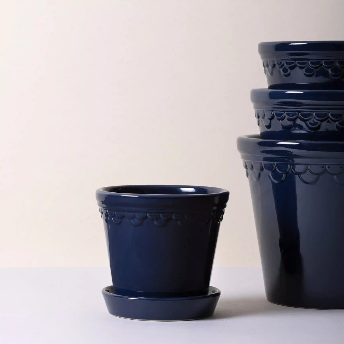Kobenhavner Glazed Sapphire Blue 16cm Pot with Saucer