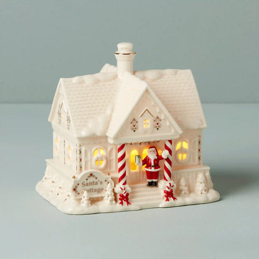 Mistletoe Park Light-Up Santa's Cottage Figurine