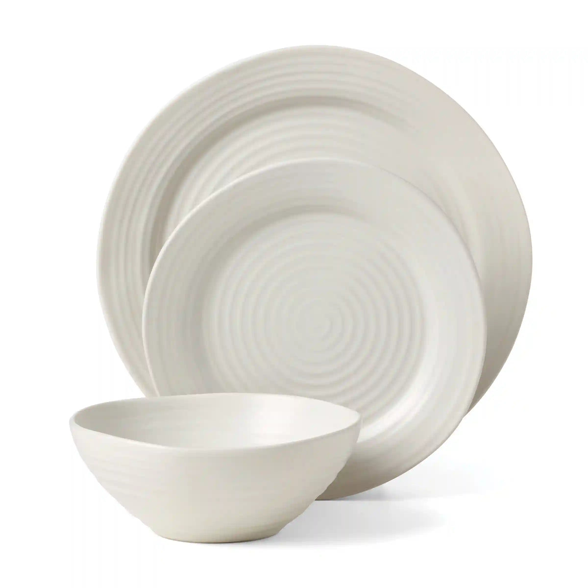 Ridge White 12-Piece Dinnerware Set