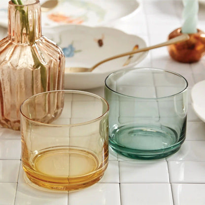 Tuscany Classics Stackable Amber Short Glasses, Set of 4