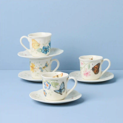 Butterfly Meadow Espresso Cup & Saucers, Set of 4