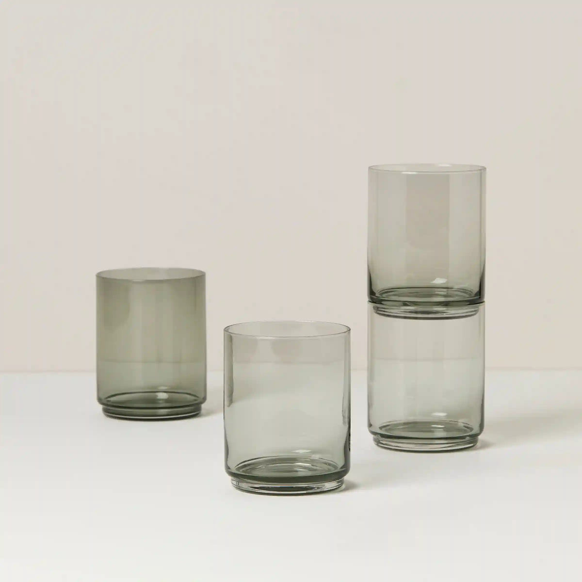 Tuscany Classics Stackable Smoke Tall Glasses, Set of 4