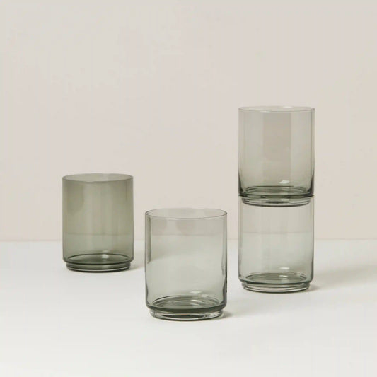 Tuscany Classics Stackable Smoke Tall Glasses, Set of 4