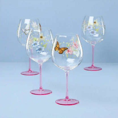 Butterfly Meadow Pink Decal Balloon, Set of 4