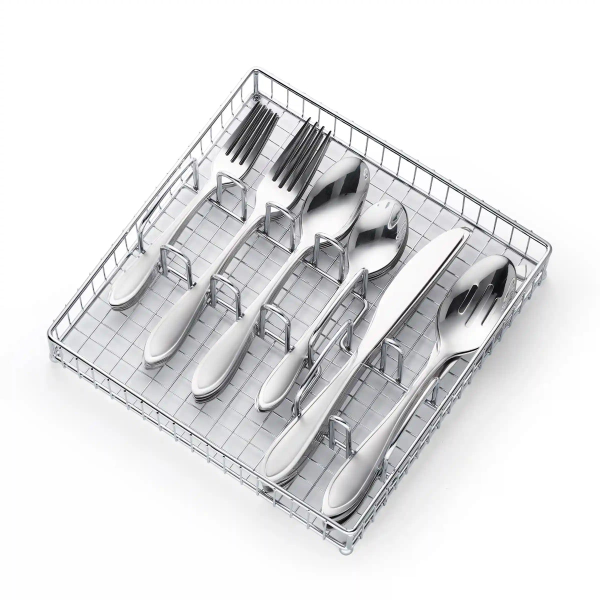 Yardena Sand 42 Piece Flatware Set with Chrome Caddy