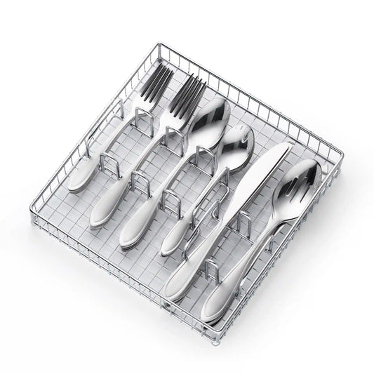 Yardena Sand 42 Piece Flatware Set with Chrome Caddy