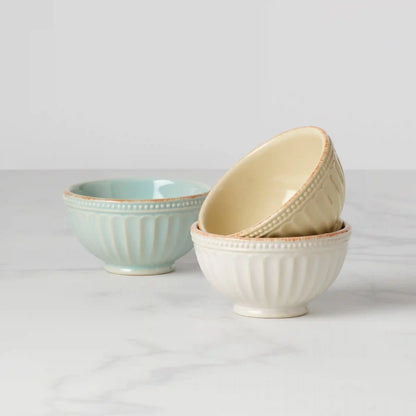 French Perle Groove Assorted Mini 3-Piece Bowl Set