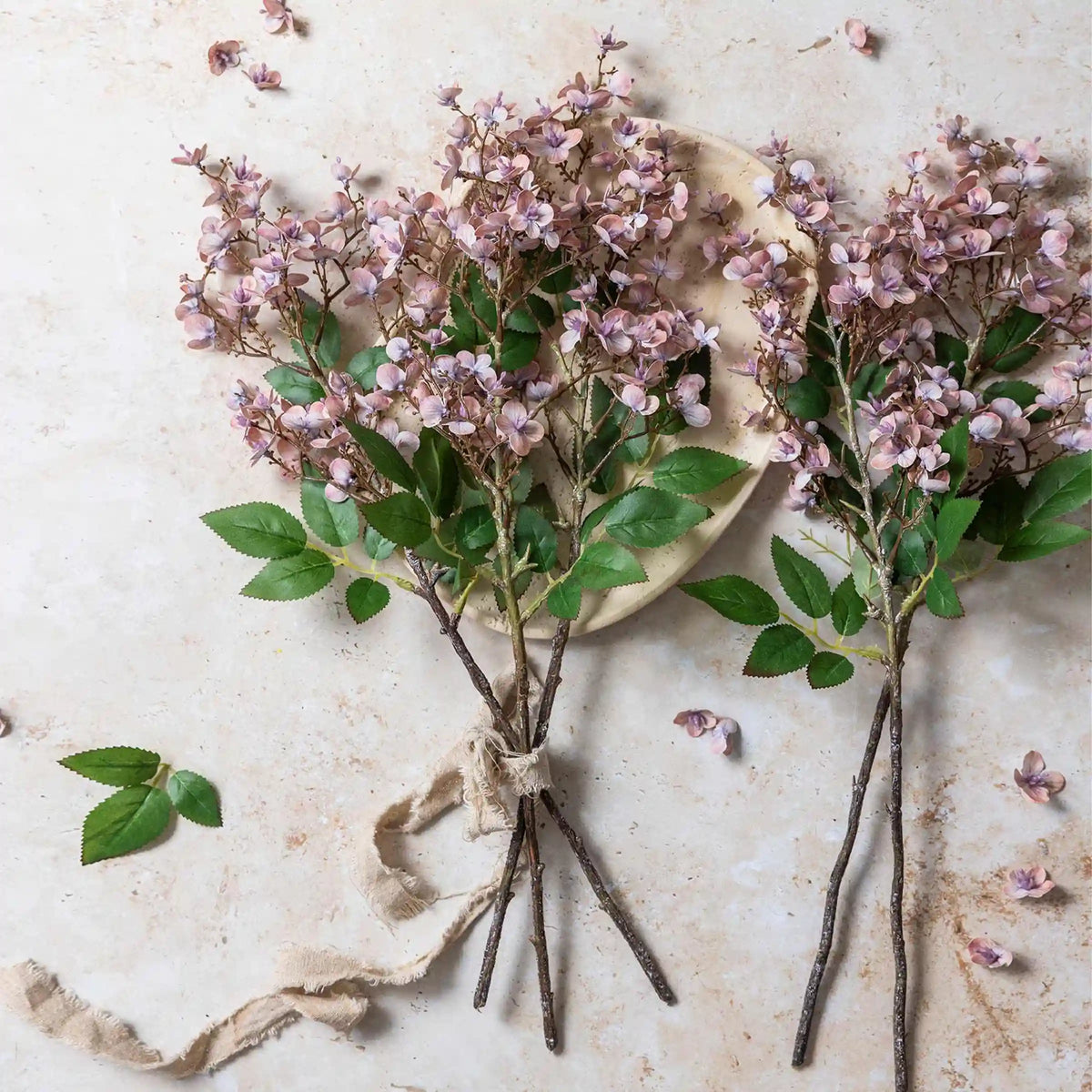 Artificial Blush Japanese Cherry Stem