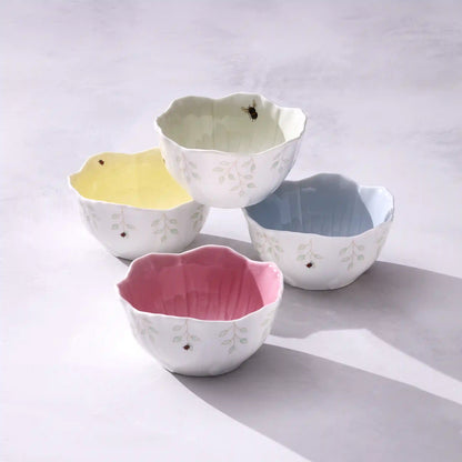 Butterfly Meadow Floral Yellow Dessert Bowls, Set of 4