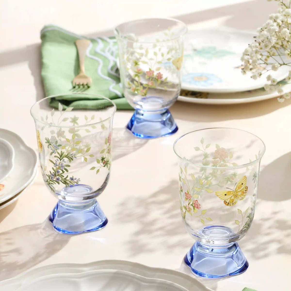 Butterfly Meadow Herbs Short Tumblers, Set of 4