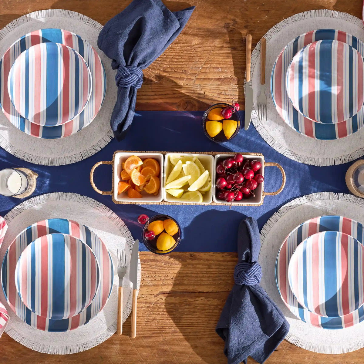 24 Seven Melamine Stripe 12-Piece Dinnerware Set