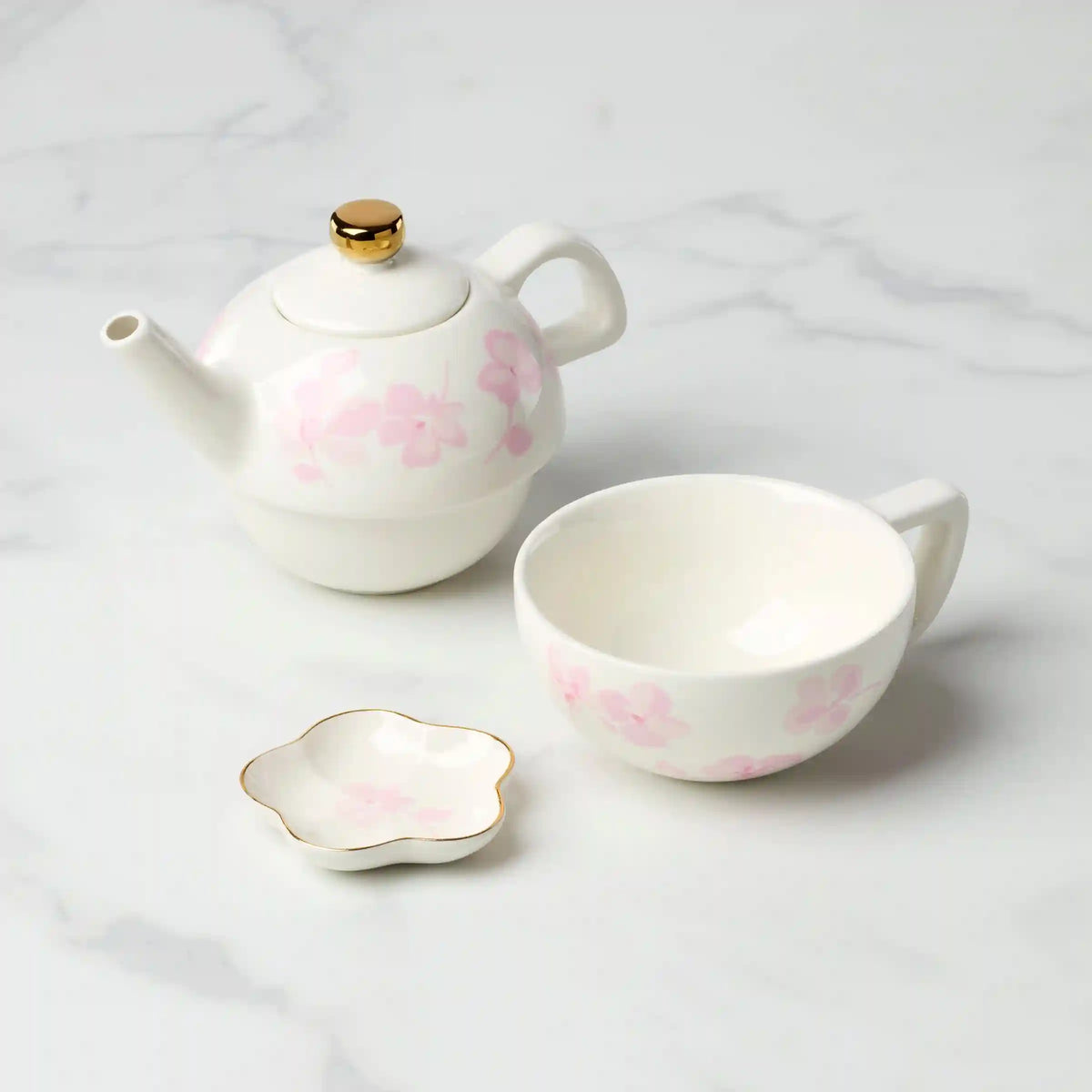 Spring Pansies Tea For One with Tea Bag Holder