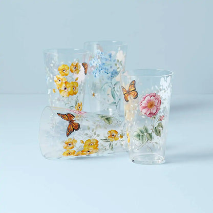 Butterfly Meadow Acrylic Highball Glasses, Set of 4