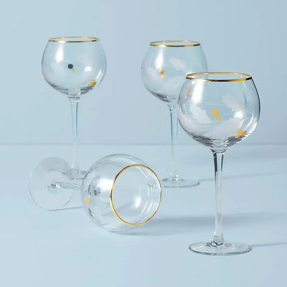 Holiday Gold Balloon Glasses, Set of 4