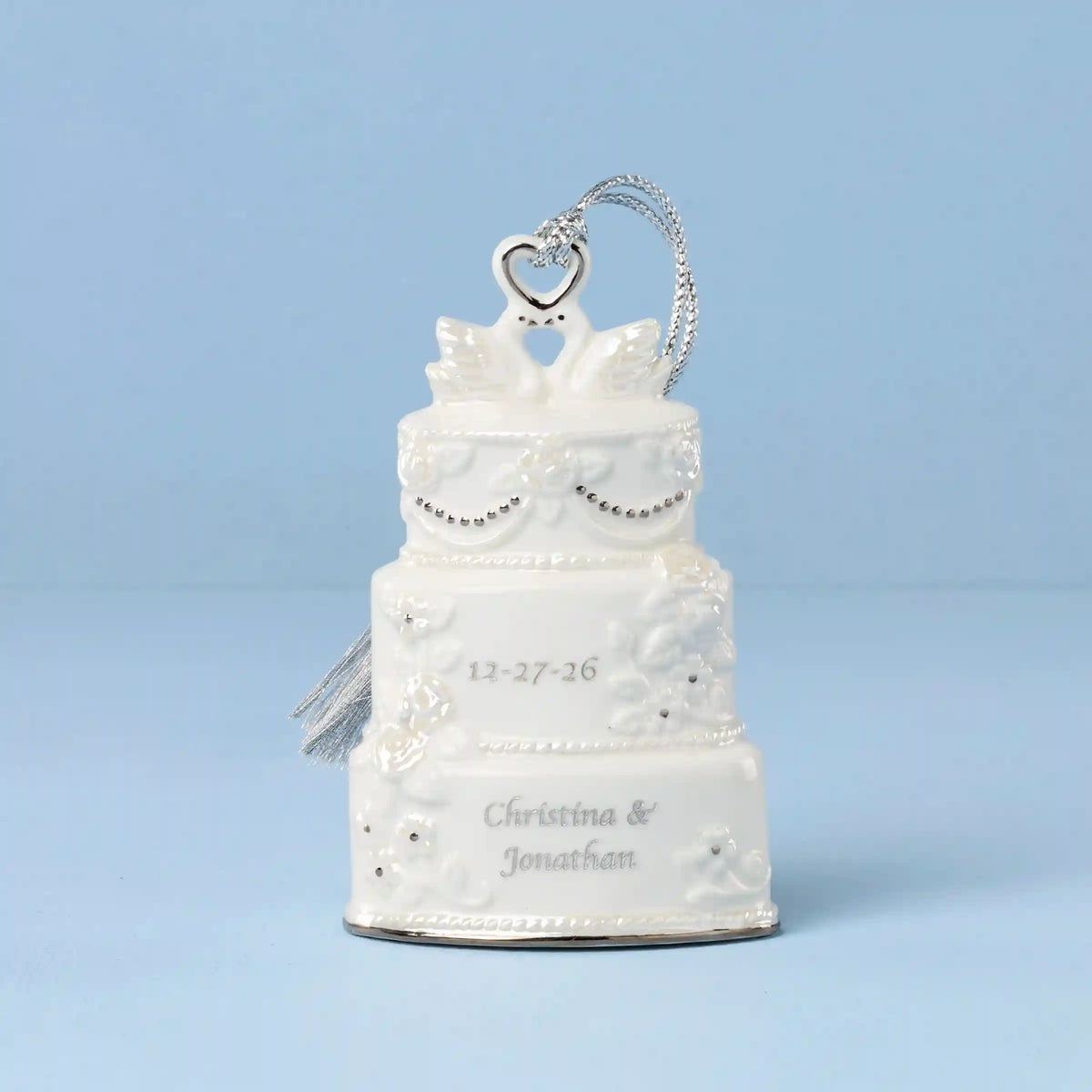 Personalized Celebrate Love Wedding Cake Ornament