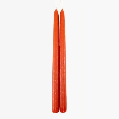 Dripless Vermillion 12" Taper Candles, Set of 2